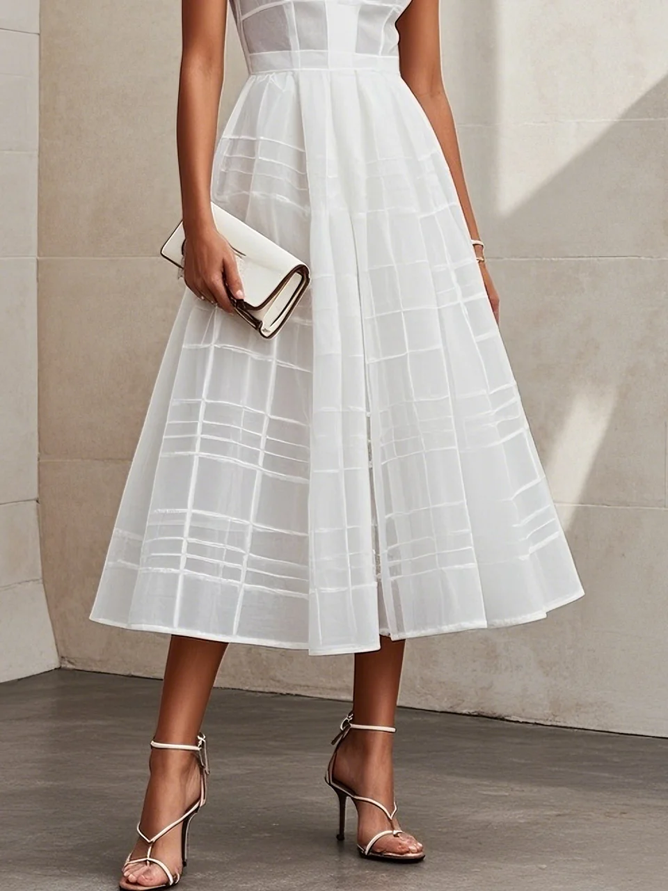White Shirt Dress Shirt Collar Sleeveless A-Line Midi Dress
