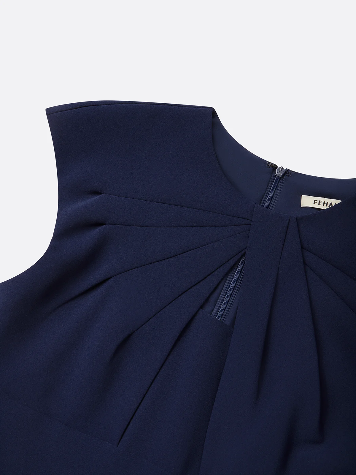 Purplish Blue Ruched Crew Neck Sleeveless Sheath Midi Dress