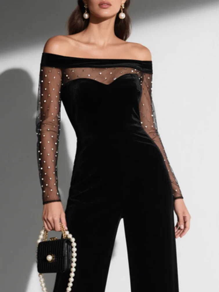 Off The Shoulder Plain Urban Regular Fit Jumpsuit