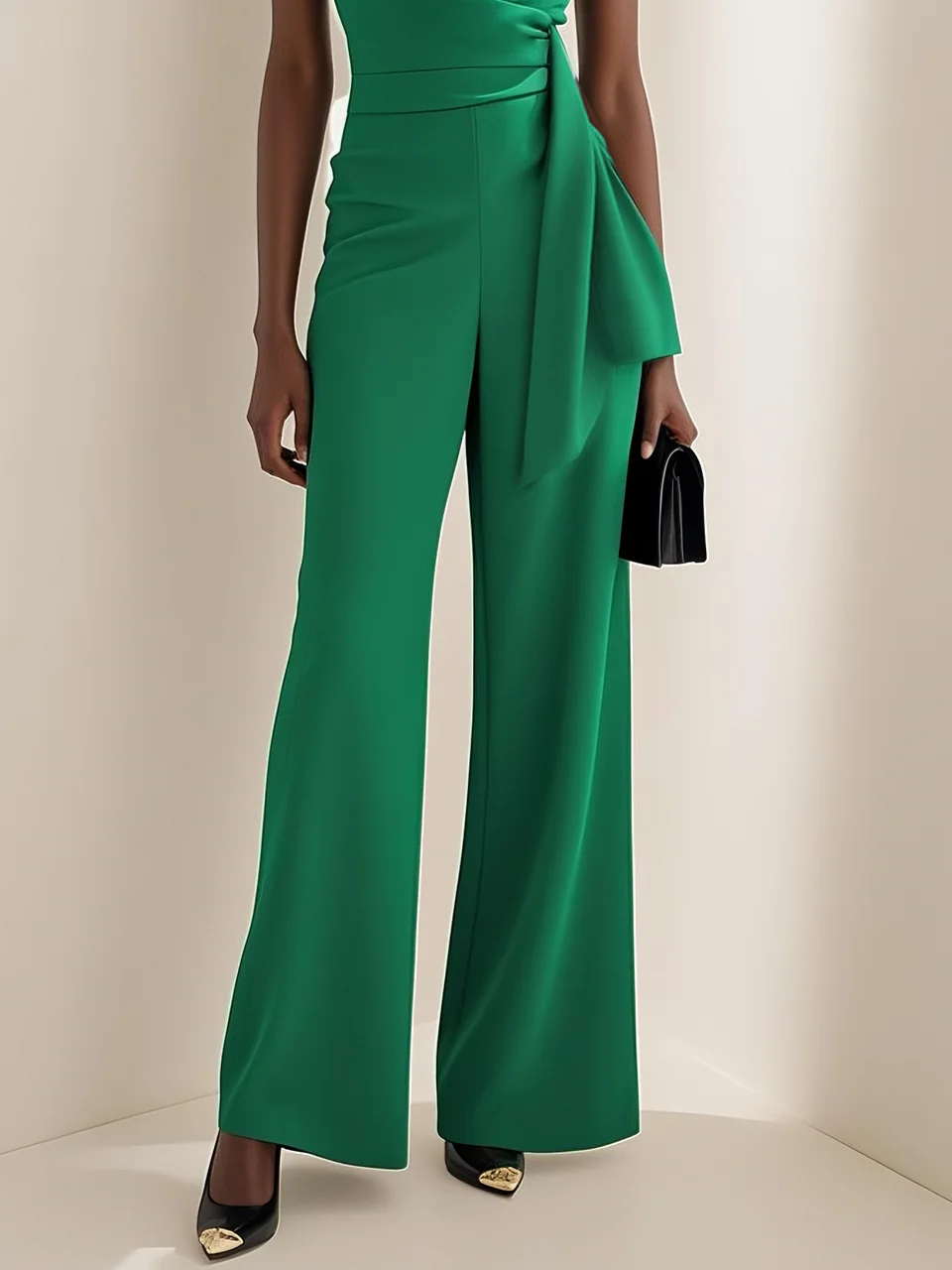 Green Regular Fit Ruched Urban Jumpsuit