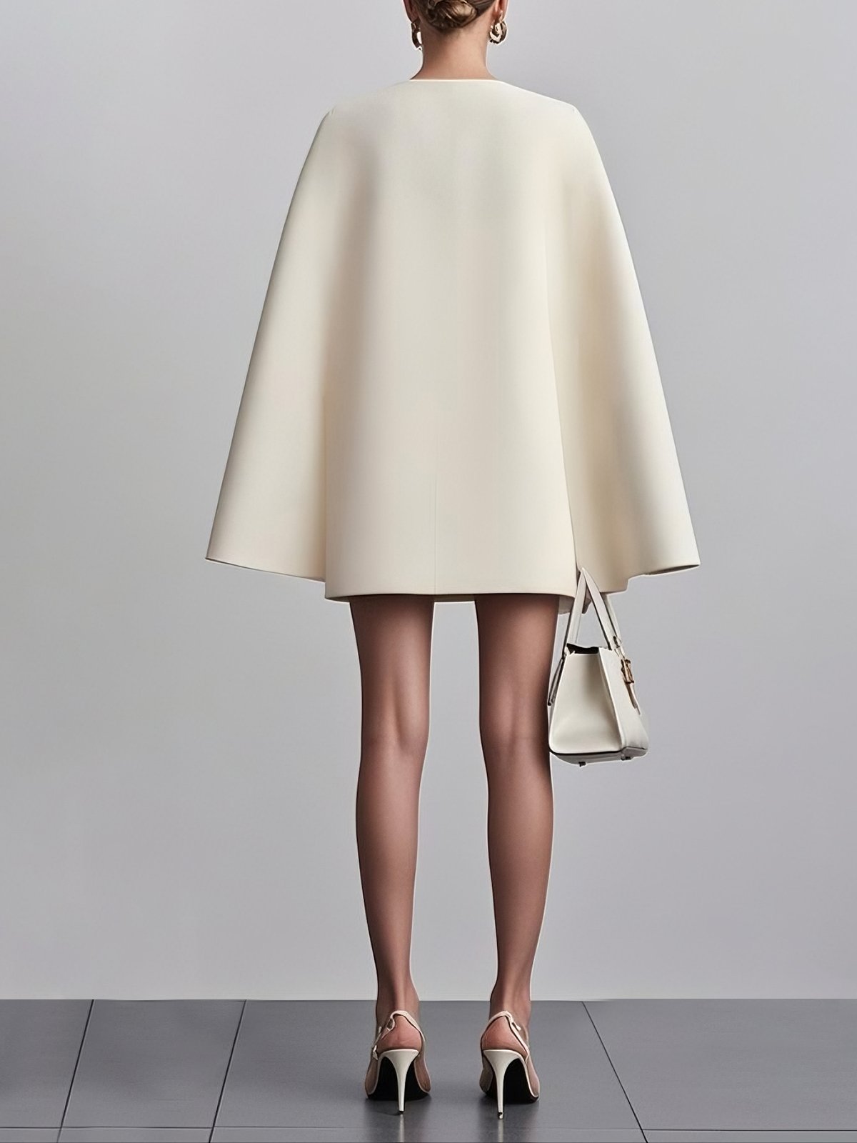 White Blazer V Neck Long Sleeve A-Line Mini Dress