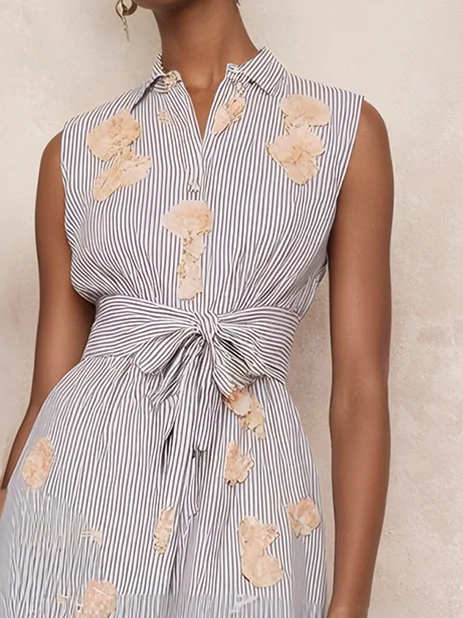 Black Shirt Dress Shirt Collar Sleeveless A-Line Mini Dress