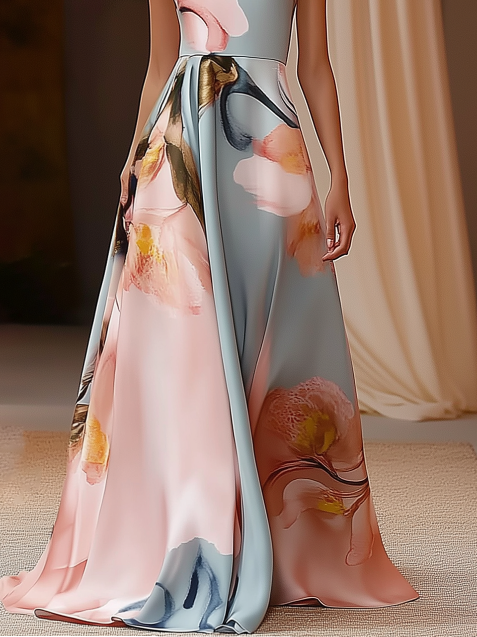 Light Green Classic Boat Neck Sleeveless A-Line Maxi Dress