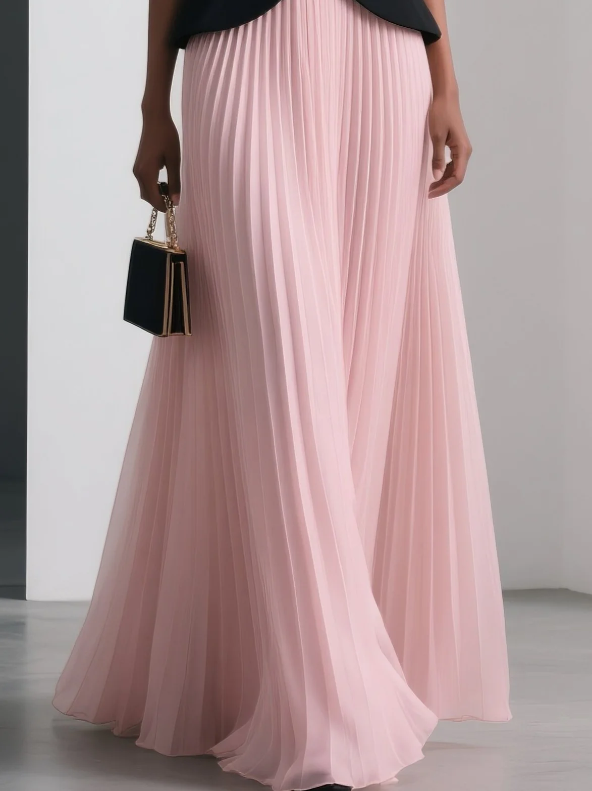 Women Pink Pleated Strapless Sleeveless Two-Piece Dress