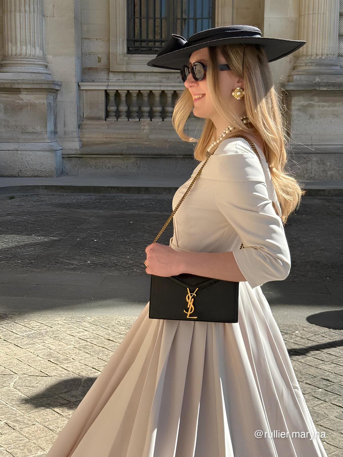 Off White Pleated Ruched Three Quarter Sleeve A-Line Maxi Dress