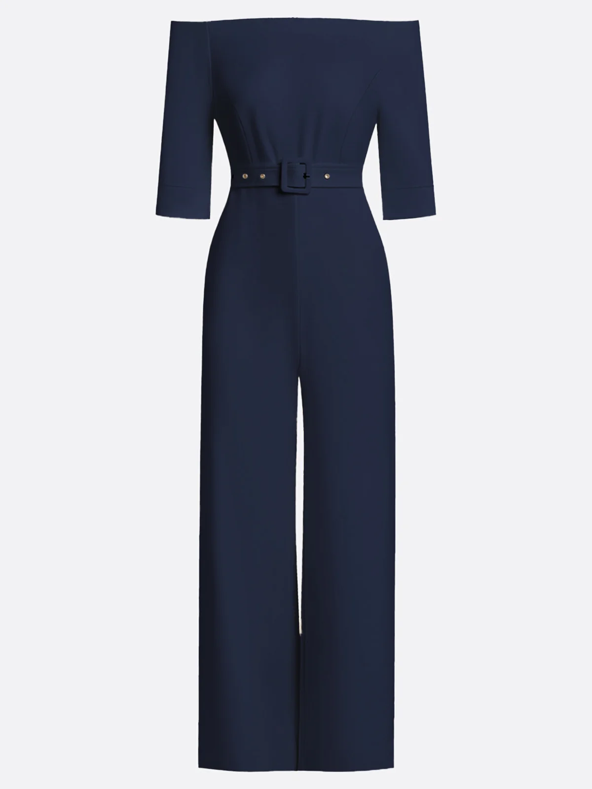 Women Purplish blue Off The Shoulder Half Sleeve Dressy Jumpsuit