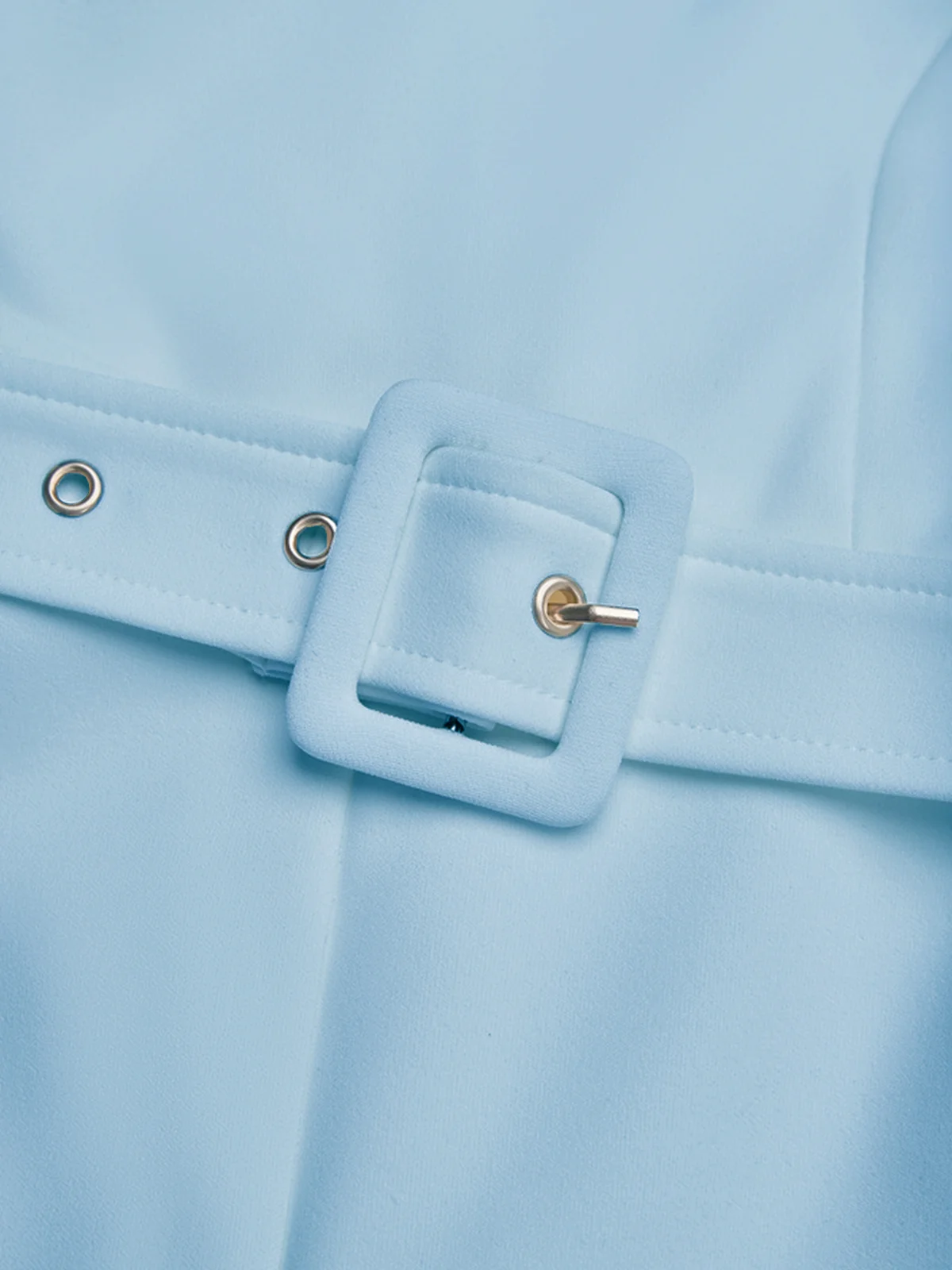 Women Light Blue Off The Shoulder Half Sleeve Dressy Jumpsuit