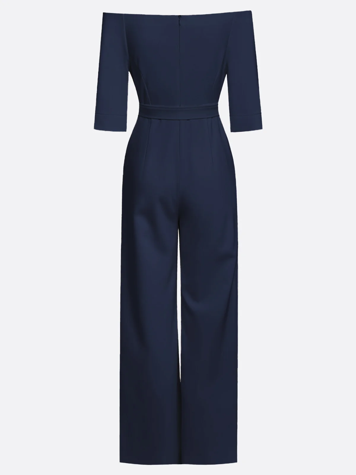 Women Purplish blue Off The Shoulder Half Sleeve Dressy Jumpsuit
