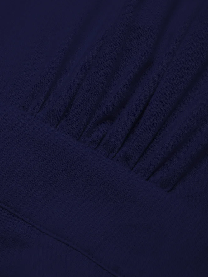 Purplish Blue Bow Lyocell Linen Wrap V Neck Sleeveless A-Line Maxi Dress