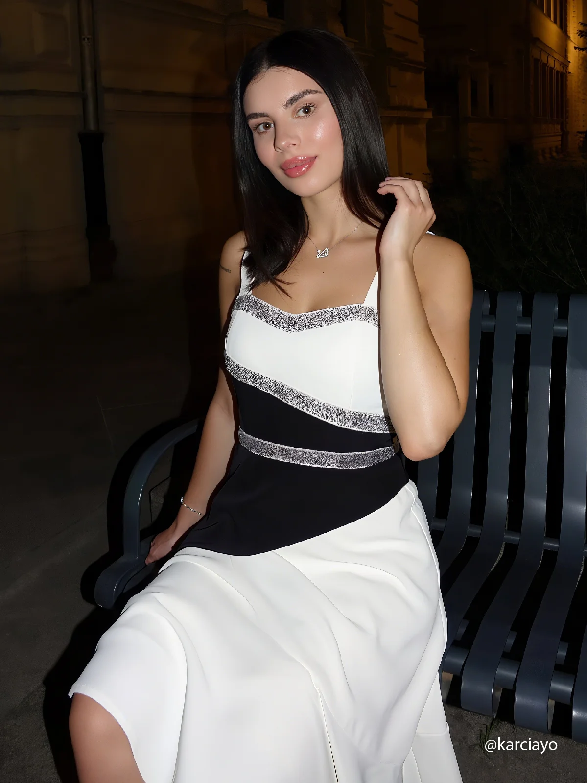 White Sequins Peplum Classic Spaghetti Gallus A-Line Midi Dress