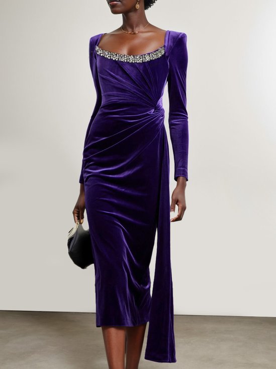 Long Sleeve Velvet Dresses | fehaute