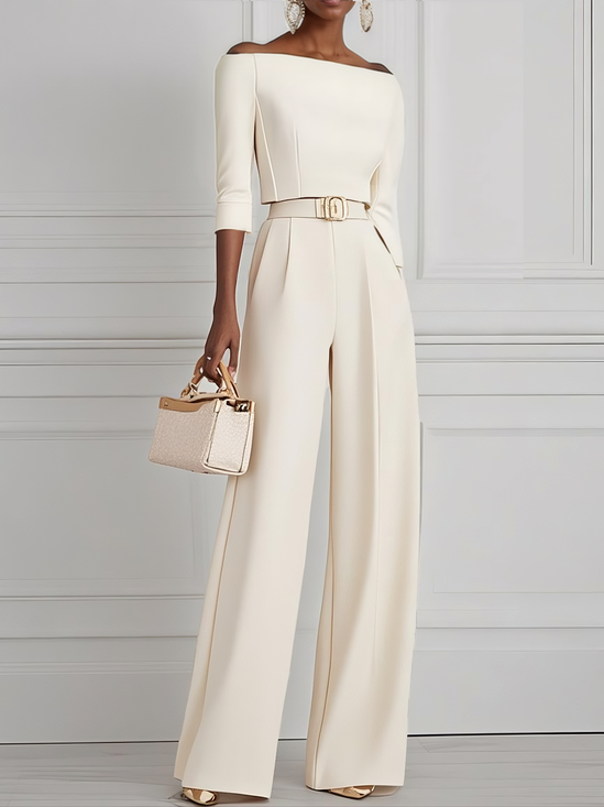 White Off The Shoulder Urban Jumpsuit