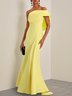 Yellow Ruched One Shoulder A-Line Gown