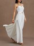 White Buckle Strapless Sleeveless Two-Piece Set
