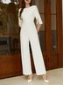 Boat Neck Plain Regular Fit Urban Jumpsuit