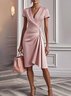 Pink Irregular Craftsmanship Ruched A-Line Midi Dress