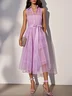Lavender Purple Shirt Dress Shirt Collar Sleeveless A-Line Midi Dress