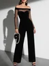 Off The Shoulder Plain Urban Regular Fit Jumpsuit