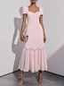 Pink Rhinestone Classic Sweetheart Neckline Sleeveless A-Line Maxi Dress