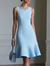 Light Blue Rhinestone Classic Crew Neck Sleeveless A-Line Mini Dress