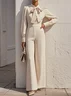 Beige Bow Long sleeve  Jumpsuit