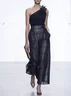 Women Black Split Joint 3D Floral One Shoulder Long Sleeve Regular Sleeve Dressy Jumpsuit