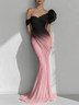 Pink 3D Floral Tulle Ruched Asymmetrical Sleeveless Mermaid Gown Dress